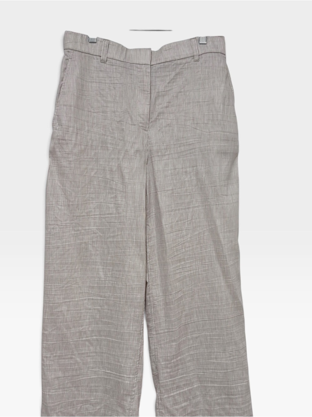Eileen Fisher PM Striped Organic Linen Sheen Wide Leg Pants Wren